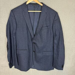 Hugo Boss Blazer Mens 44L‎ Stretch Blue Wool Sport Coat Elbow Patch